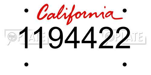 1194422 California License Plate