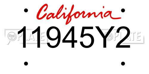 11945Y2 California License Plate
