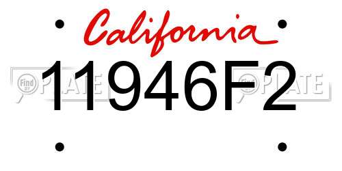 11946F2 California License Plate