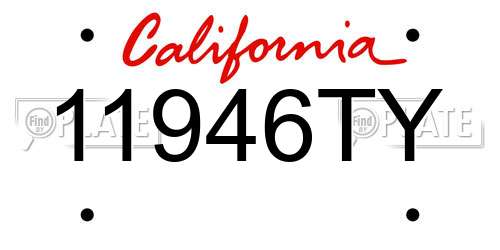 11946TY California License Plate