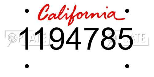 1194785 California License Plate