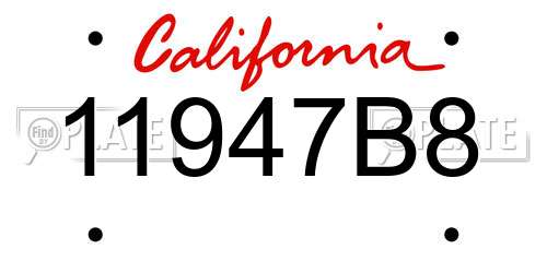 11947B8 California License Plate