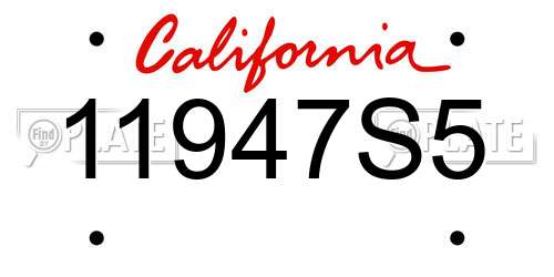11947S5 California License Plate