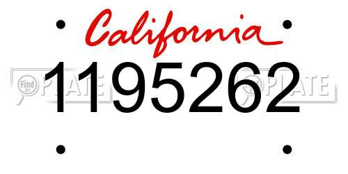 1195262 California License Plate
