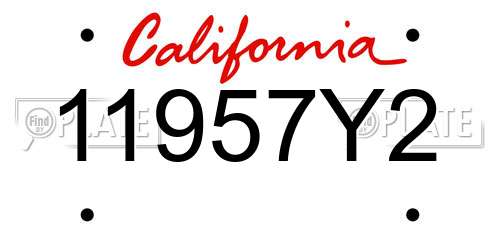 11957Y2 California License Plate