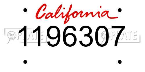 1196307 California License Plate