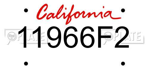 11966F2 California License Plate