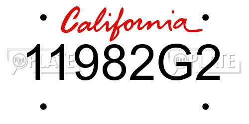 11982G2 California License Plate