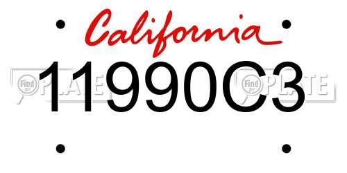 11990C3 California License Plate