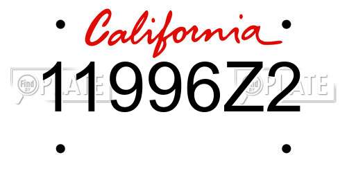 11996Z2 California License Plate