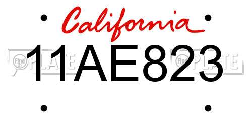 11AE823 California License Plate