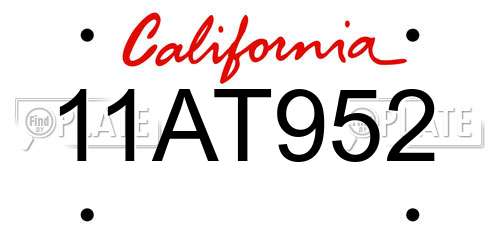 11AT952 California License Plate