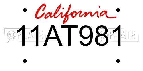 11AT981 California License Plate