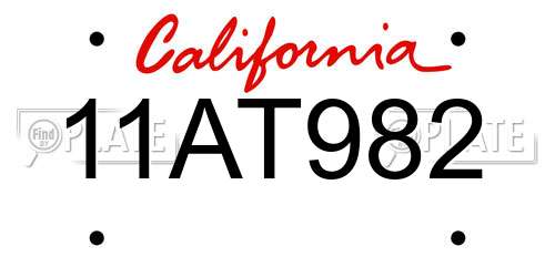 11AT982 California License Plate