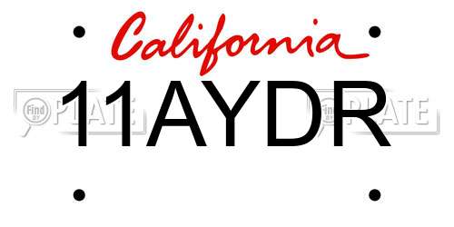 11AYDR California License Plate