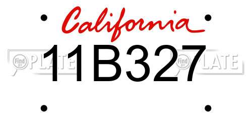 11B327 California License Plate