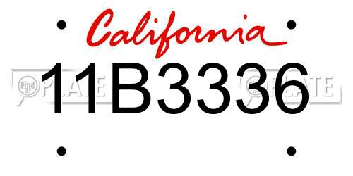 11B3336 California License Plate