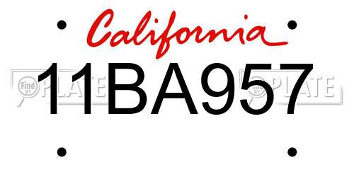 11BA957 California License Plate
