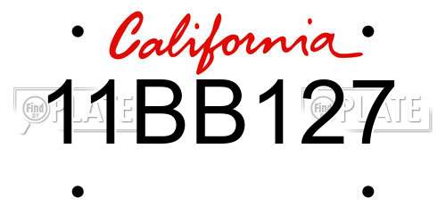 11BB127 California License Plate