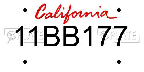 11BB177 California License Plate