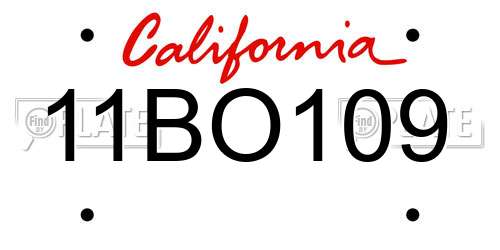 11BO109 California License Plate