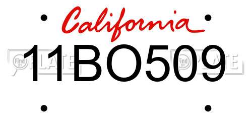 11BO509 California License Plate