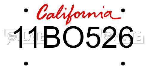11BO526 California License Plate
