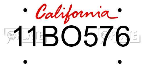 11BO576 California License Plate