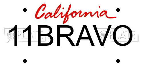 11BRAVO California License Plate