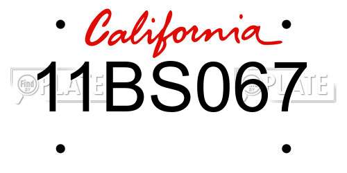11BS067 California License Plate