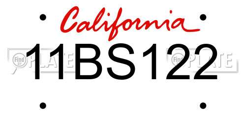 11BS122 California License Plate