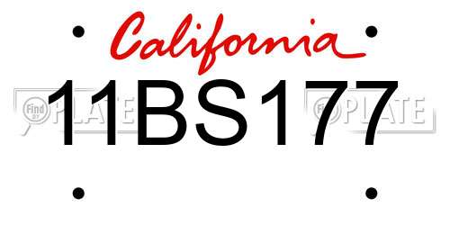 11BS177 California License Plate