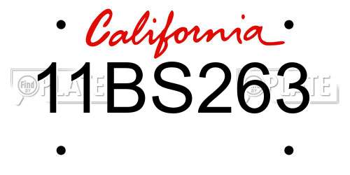 11BS263 California License Plate
