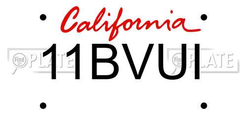 11BVUI California License Plate
