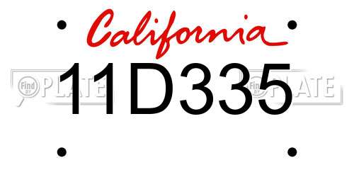 11D335 California License Plate