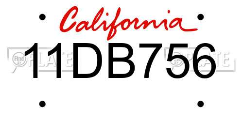 11DB756 California License Plate
