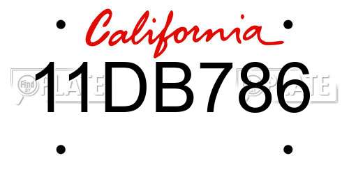 11DB786 California License Plate