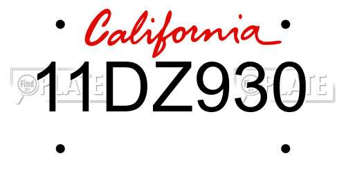 11DZ930 California License Plate