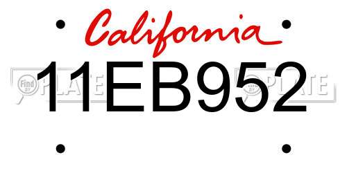 11EB952 California License Plate