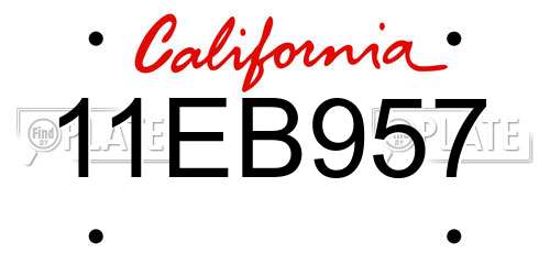 11EB957 California License Plate