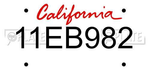 11EB982 California License Plate