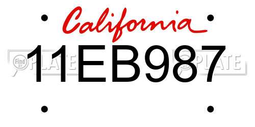 11EB987 California License Plate