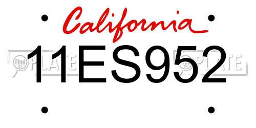 11ES952 California License Plate