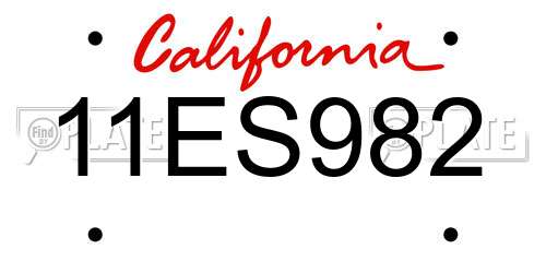 11ES982 California License Plate