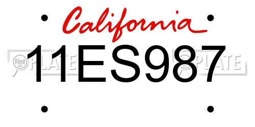 11ES987 California License Plate