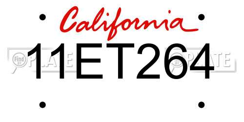 11ET264 California License Plate
