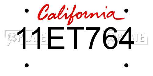 11ET764 California License Plate