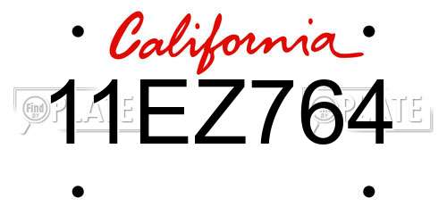 11EZ764 California License Plate