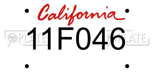 11F046 California License Plate