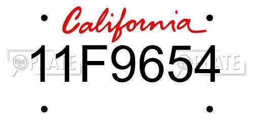 11F9654 California License Plate